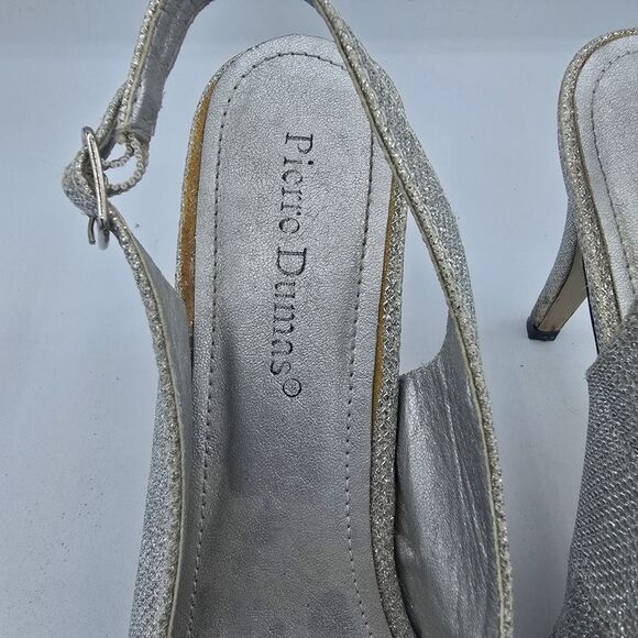 Pierre Dumas Womens Silver/Glitter Ankle Strap Dress High Heels- 8 1/2  preowned - Picture 5 of 9